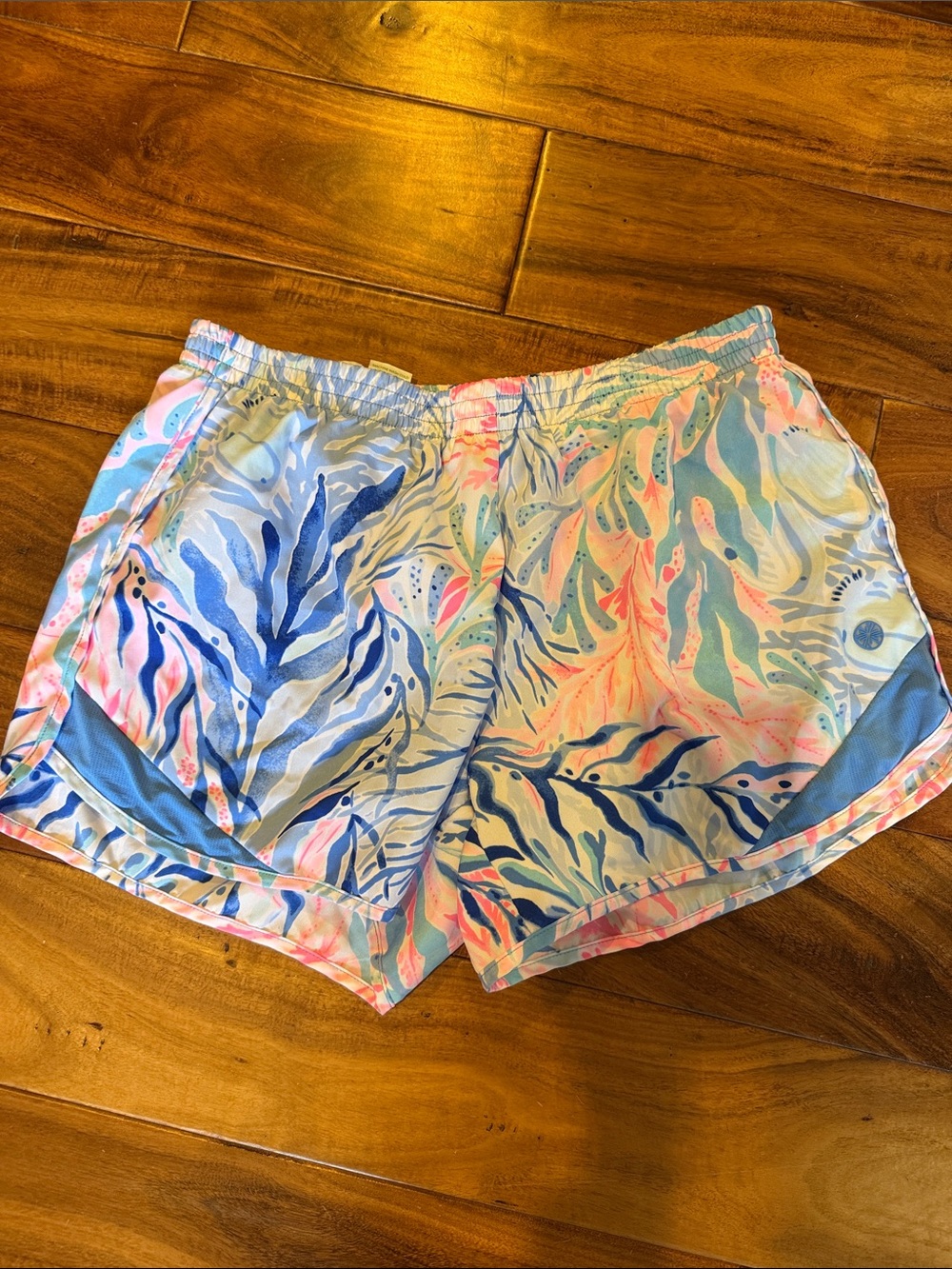 Lilly Pulitzer Pastel Blue & Pink Athletic Shorts, lined, sz medium, VCUC